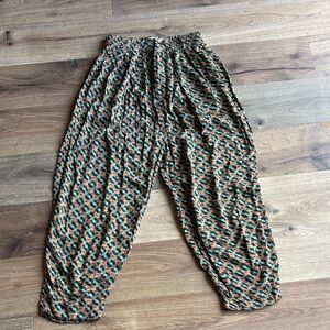 Urban Outfitters Abstract Patterned Trousers - Brown and Green